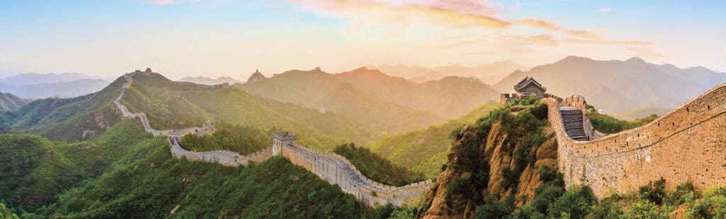 Sunrise view at great wall of China in Beijing