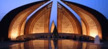 Pakistan National Monument in Islamabad, Pakistan at night