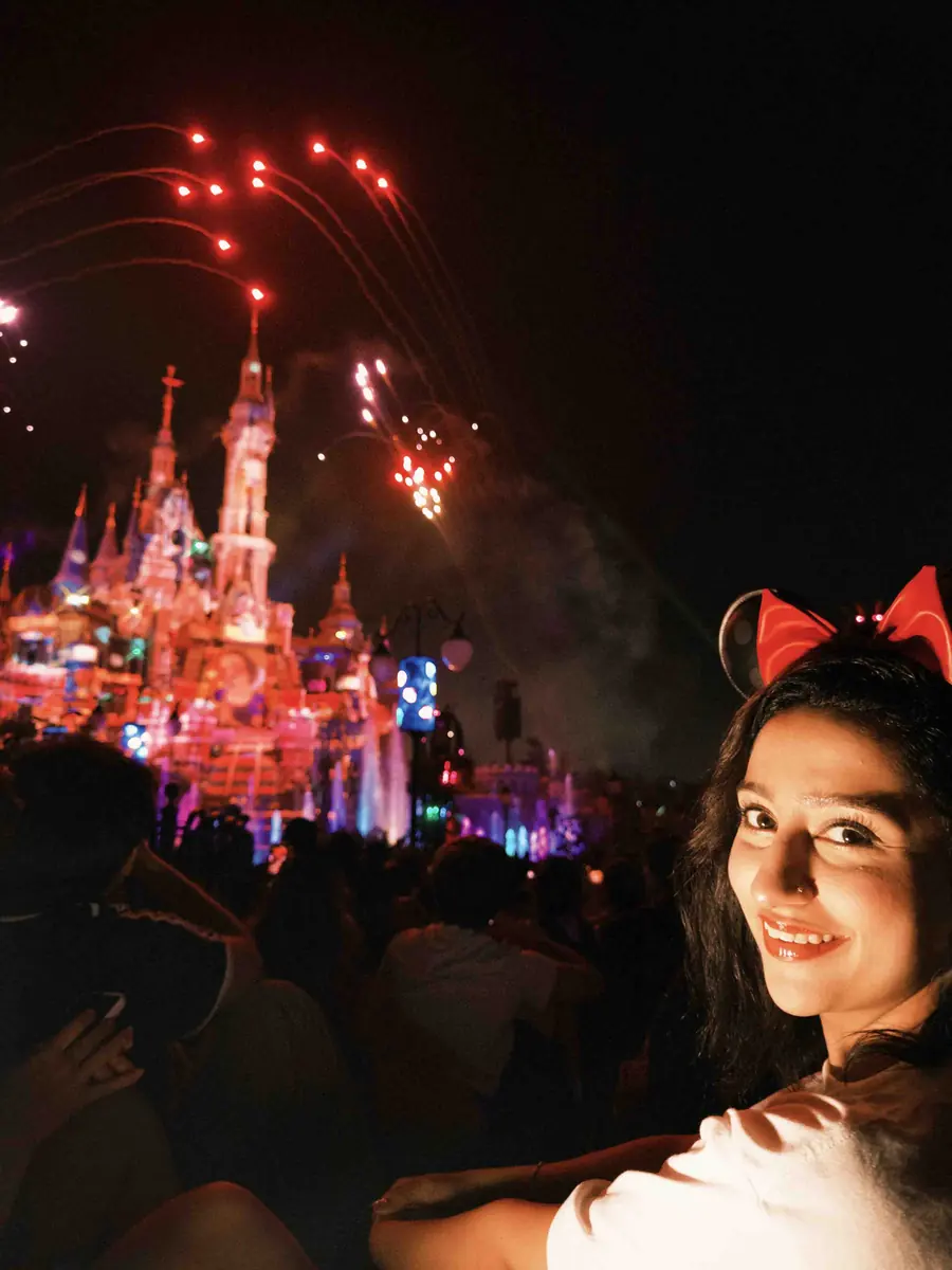 Tales of Time traveller with fireworks over the Disneyland castle