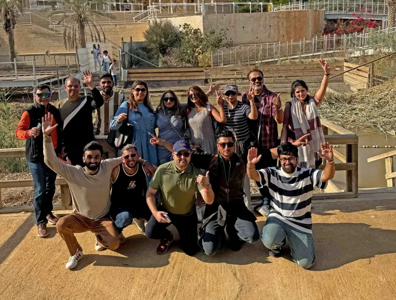 Tales of Time Jordan group tour visiting the baptism site of Jesus at Bethany Beyond the Jordan